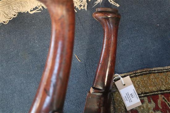 An early 18th century red walnut stool, W.1ft 6in. D.1ft 2in. H.1ft 4in.